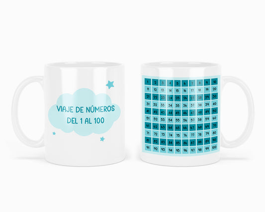 Taza "Viaje de Números 1-100 - Edición Azul"