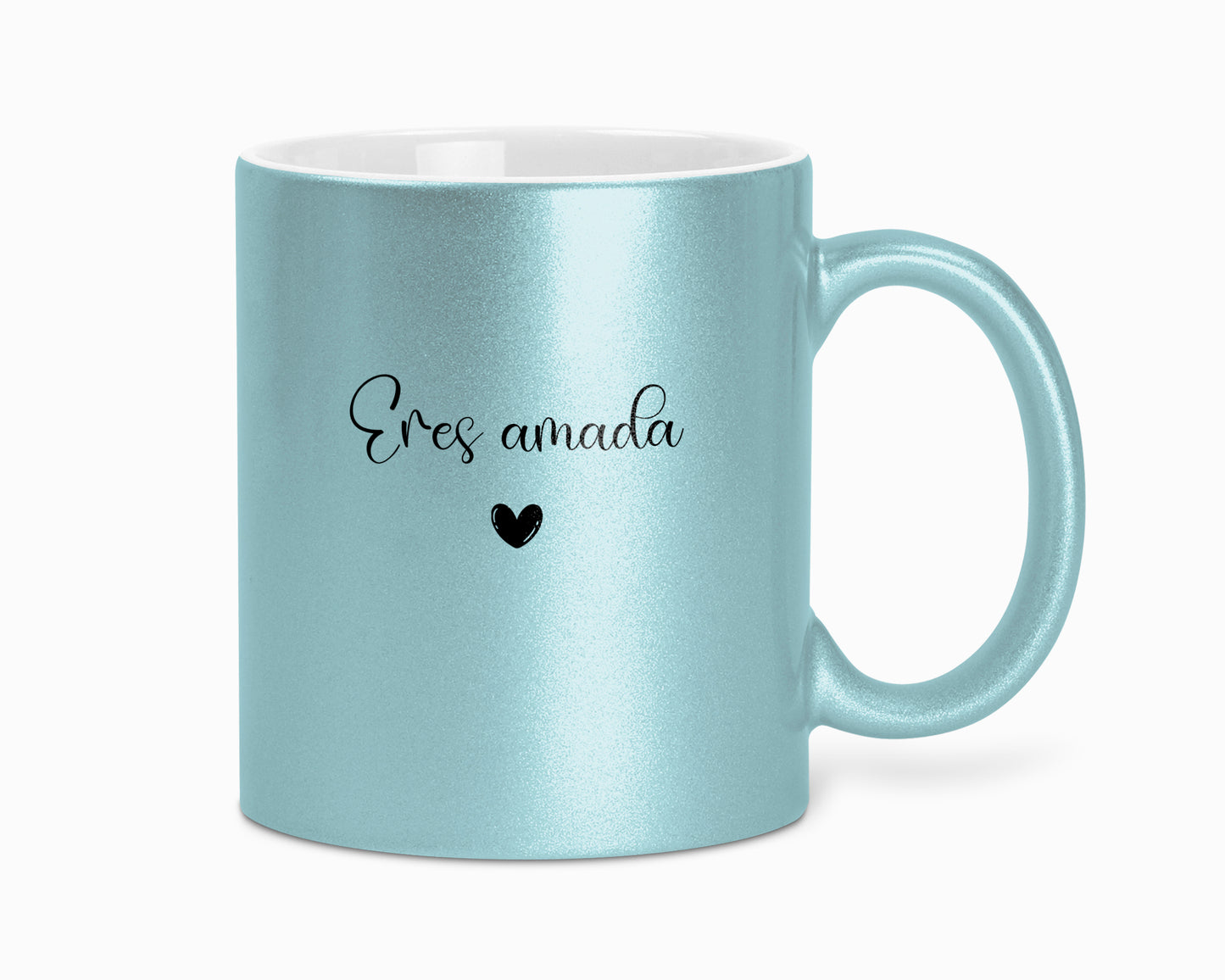 Taza con brillo "Eres amada"