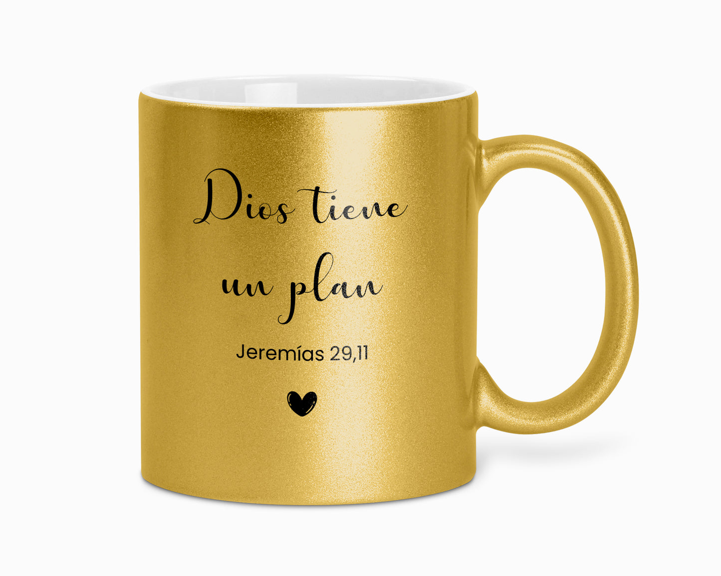 Taza con brillo "Dios tiene un plan"